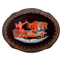 Russian metal hand painted and lacquered tray. Origin of Jostovo