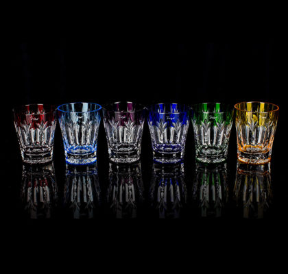 Lot de 6 shots colorés en cristal Grand Palais à Vodka